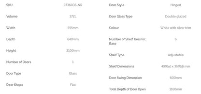 Bromic GM0374L-NR Upright 372L Display Fridge