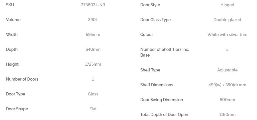 Bromic GM0300-NR 290L Upright Display Fridge