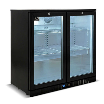 Twin Door Bar Fridge - Black Body & Doors | 2BBR-H