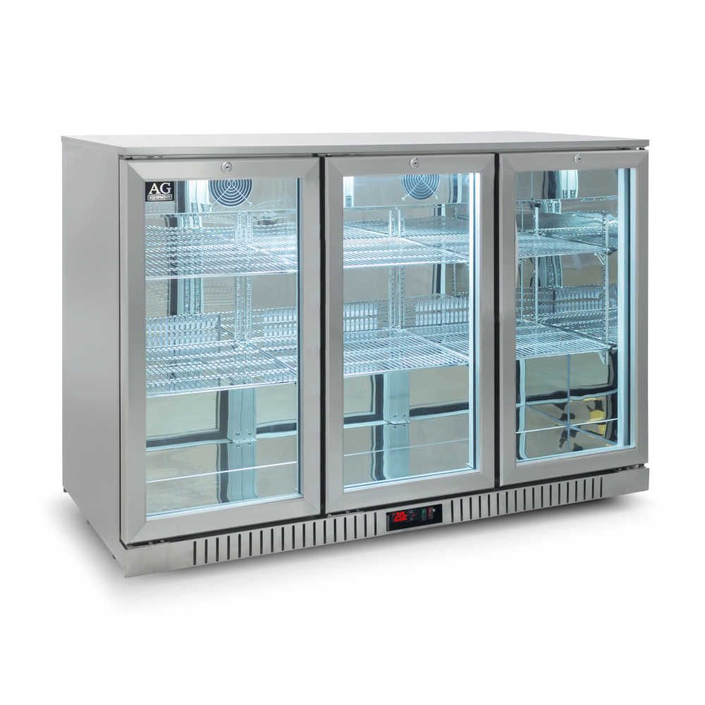 Three Door Bar Fridge - Stainless Steel Body & Doors | 3SBR-H