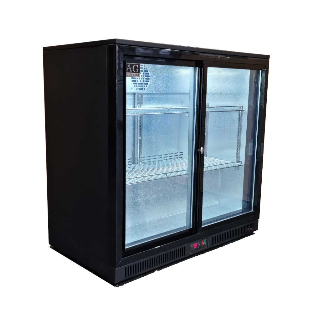 Twin Sliding Door Bar Fridge - Black Body & Doors | 2BBR-S