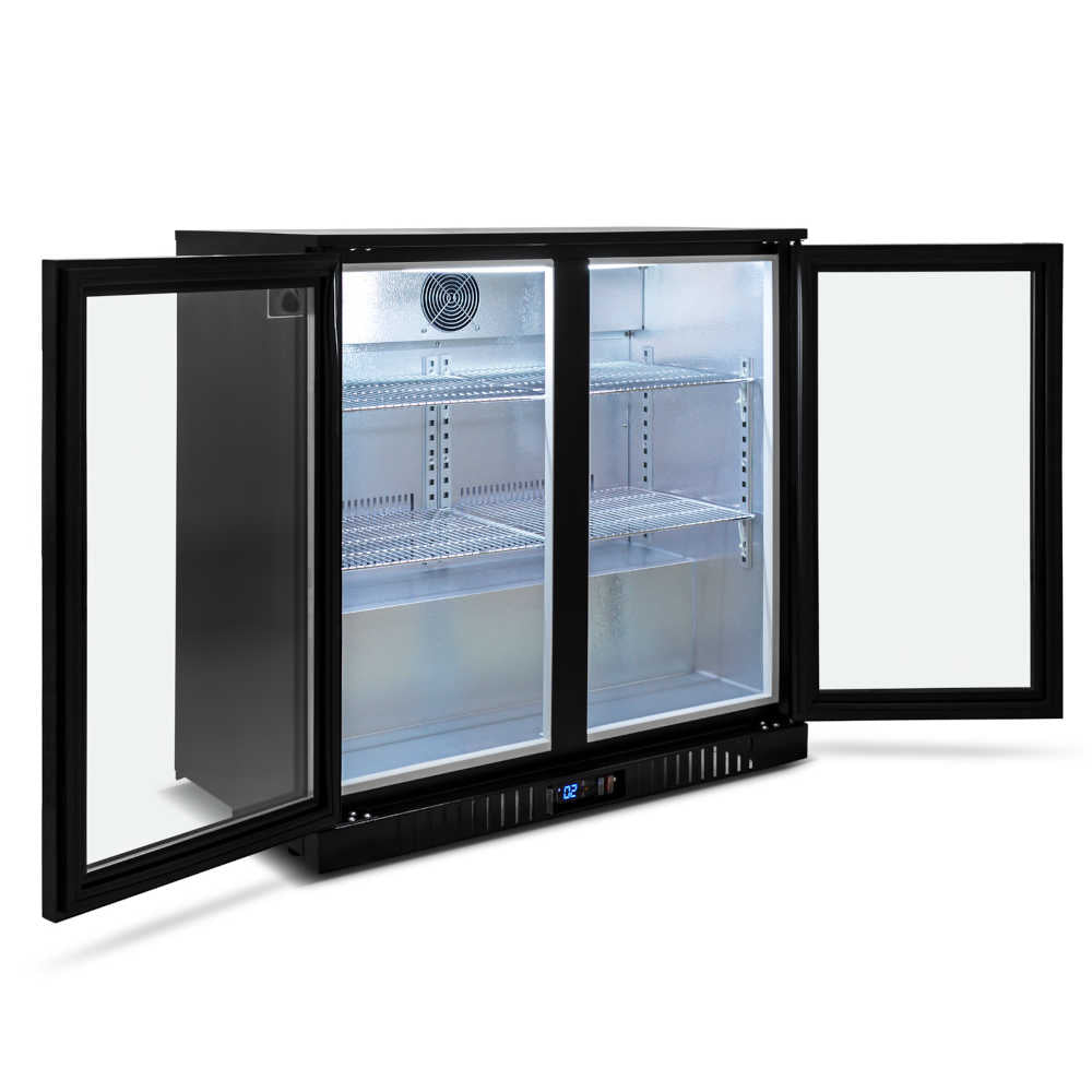 Twin Door Bar Fridge - Black Body & Doors | 2BBR-H