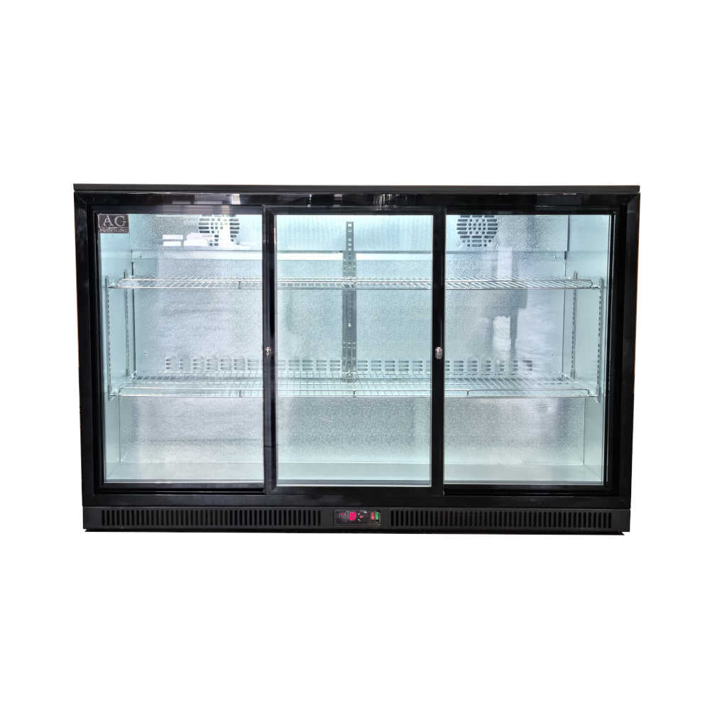 Three Sliding Door Bar Fridge - Black Body & Doors | 3BBR-S