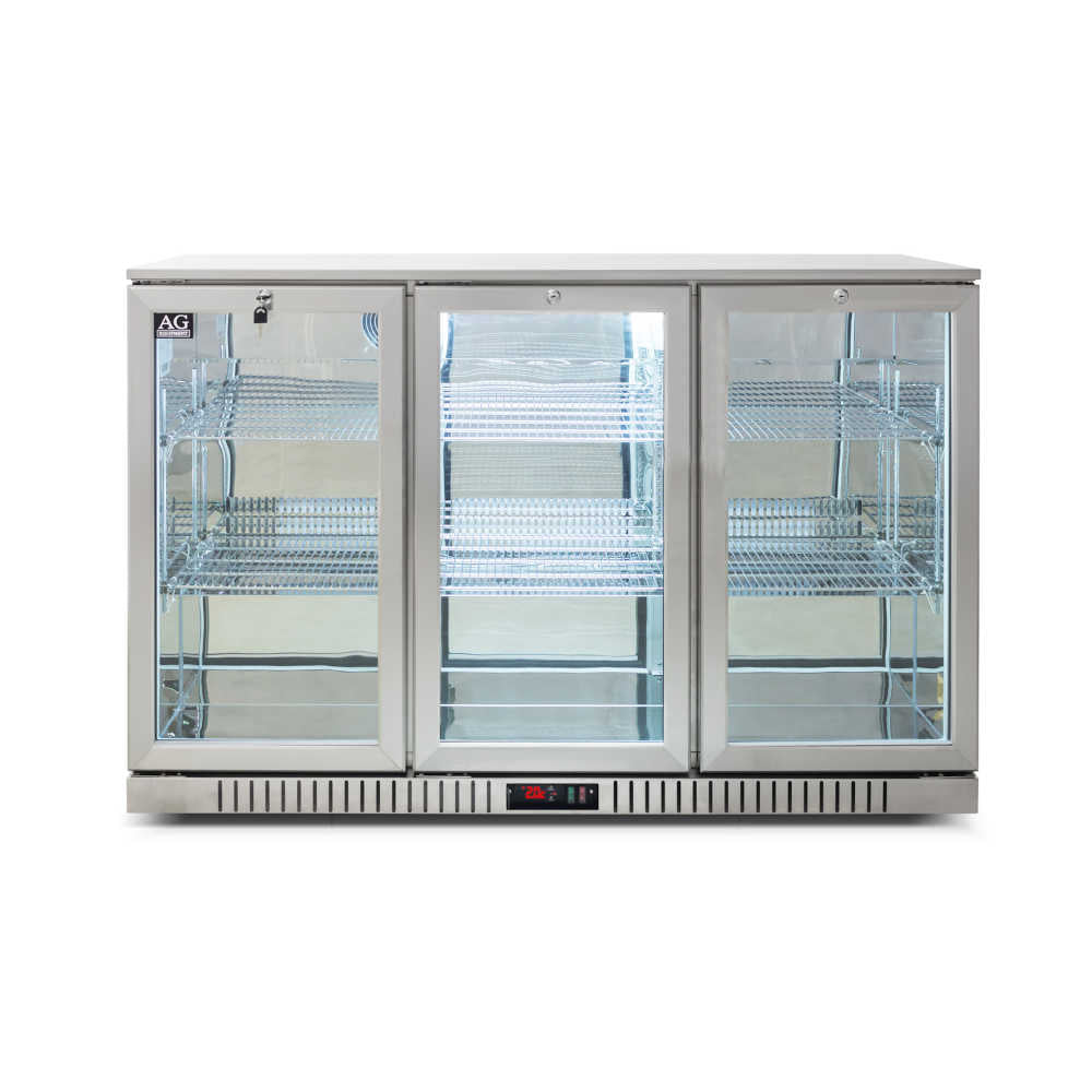 Three Door Bar Fridge - Stainless Steel Body & Doors | 3SBR-H