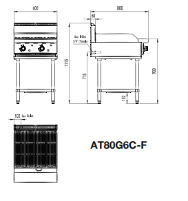 Cookrite 600mm Radiant Char Grill LPG AT80G6C-F-LPG