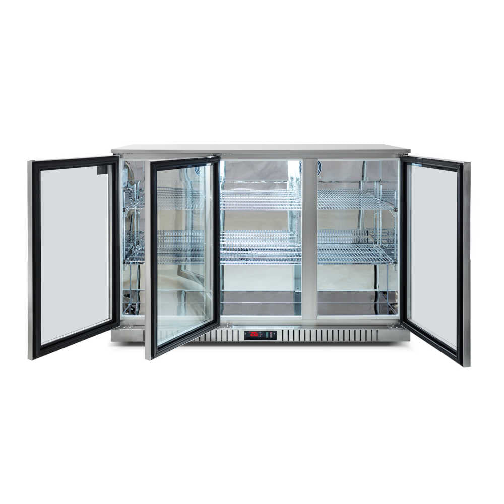 Three Door Bar Fridge - Stainless Steel Body & Doors | 3SBR-H