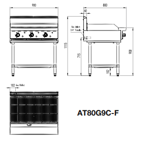 Cookrite 900mm Radiant Char Grill LPG AT80G9C-F-LPG