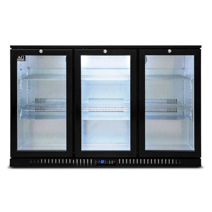 Three Door Bar Fridge - Black Body & Doors | 3BBR-H