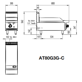 Cookrite 300mm Countertop Gas Griddle AT80G3G-C-LPG