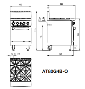 Cookrite 4 Burners With Oven LPG AT80G4B-O-LPG