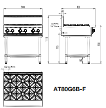 Cookrite 6 Burner Cooktop LPG AT80G6B-F-LPG