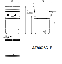 Cookrite 600mm Gas Griddle NG AT80G6G-F-NG