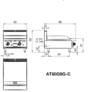 Cookrite 900mm Countertop Gas Griddle NG AT80G9G-C-NG