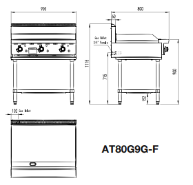 Cookrite 900mm Gas Griddle NG AT80G9G-F-NG