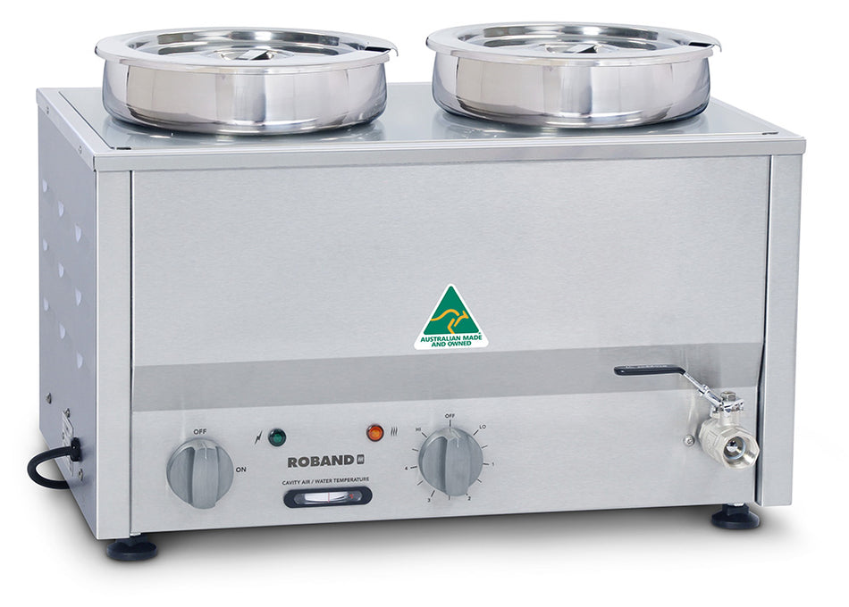 Roband Countertop Bain Marie 2 x 200mm round pots BM2E
