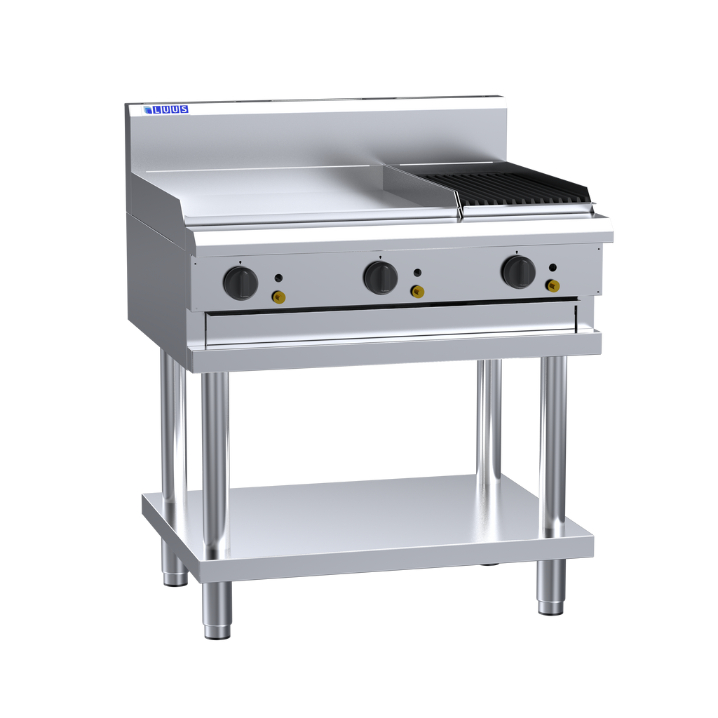 Luus CS-6P3C 600mm Griddle & 300mm Chargrill with Stand