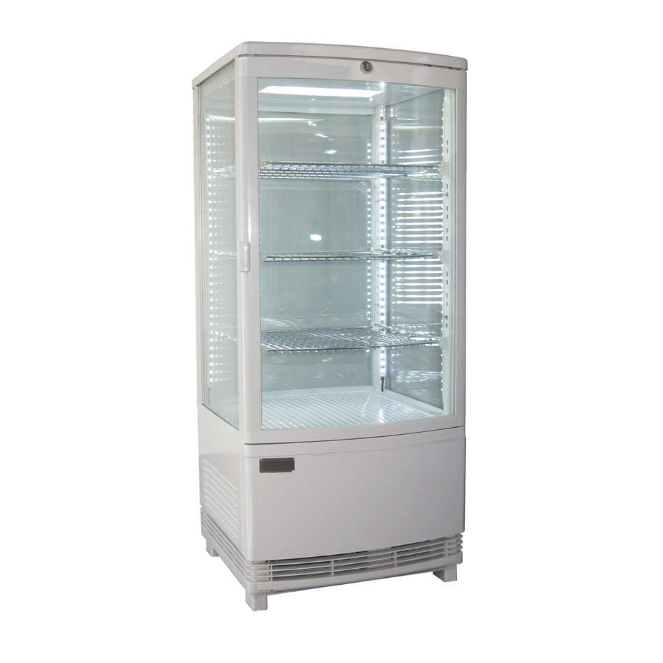 Exquisite CTD78LED Four Sided Glass Counter Top Display Fridge White 86 Litre