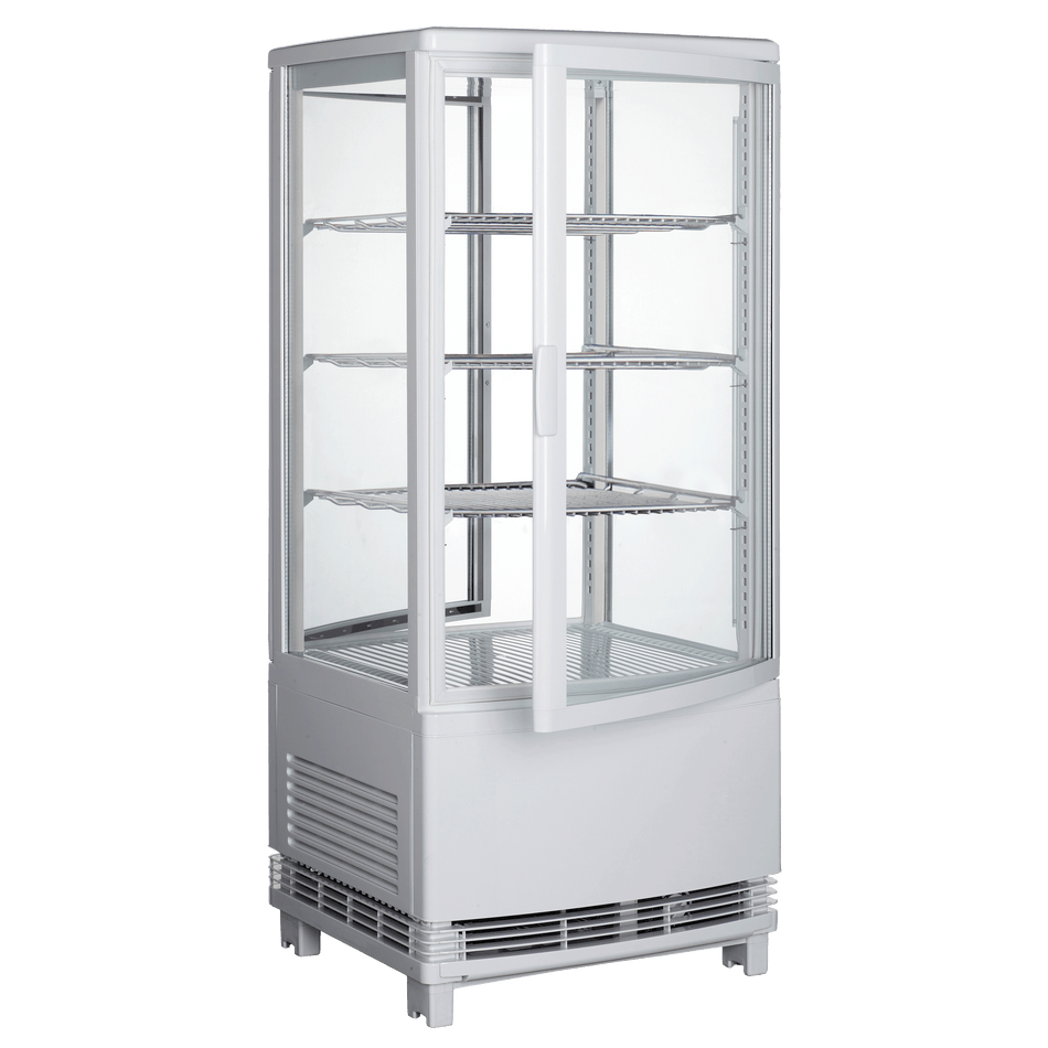 Exquisite CTD78 Four Sided Glass Counter Top Display Fridge White 86 Litre