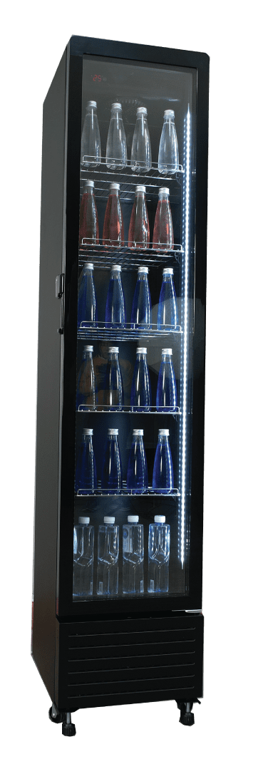 Exquisite DC230 One Glass Doors Upright Display Fridge Black 229 Litre