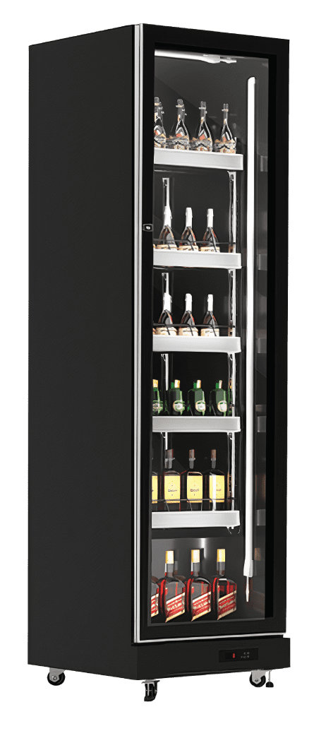 Exquisite DC410 One Glass Doors Upright Display Fridge Black 410 Litre