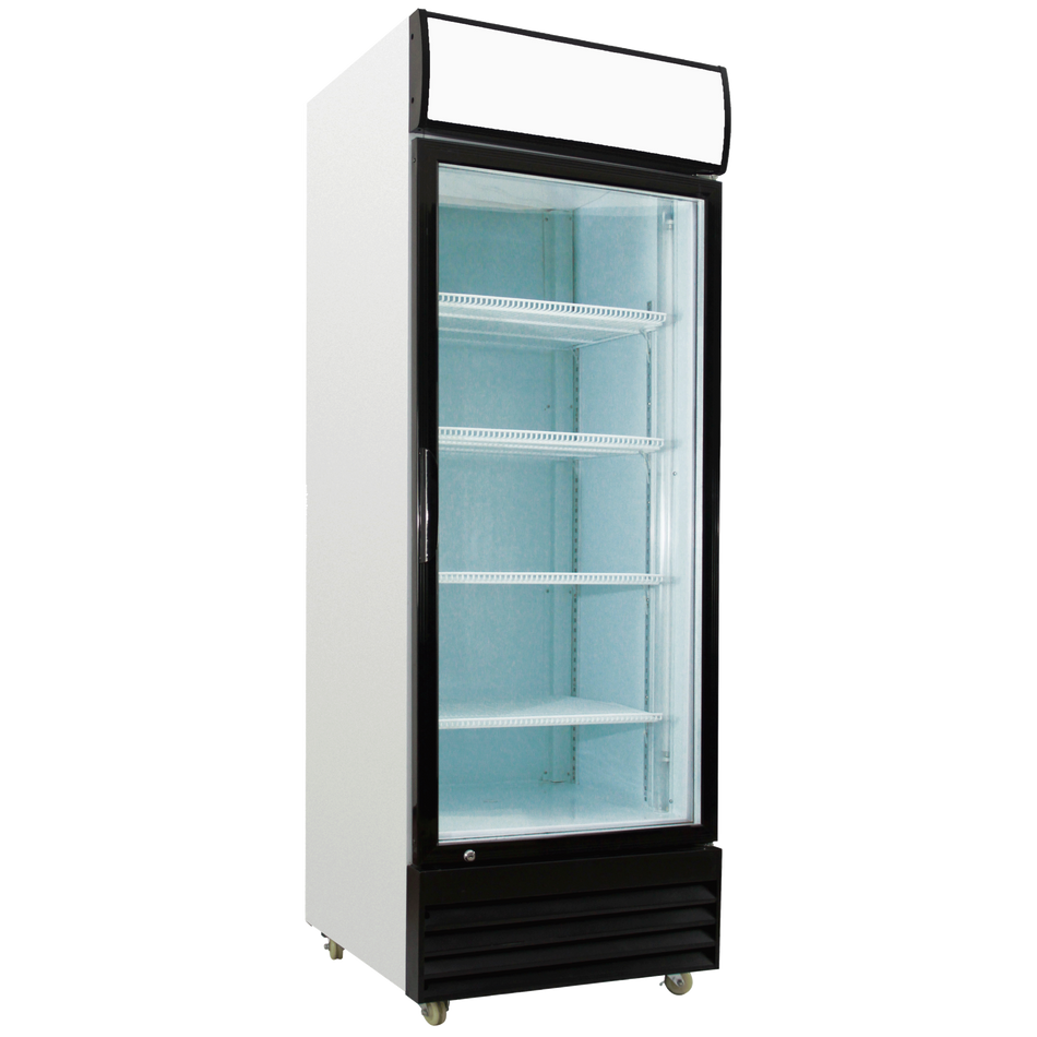 Exquisite DC400P One Glass Door Upright Display Fridge White 400 Litre