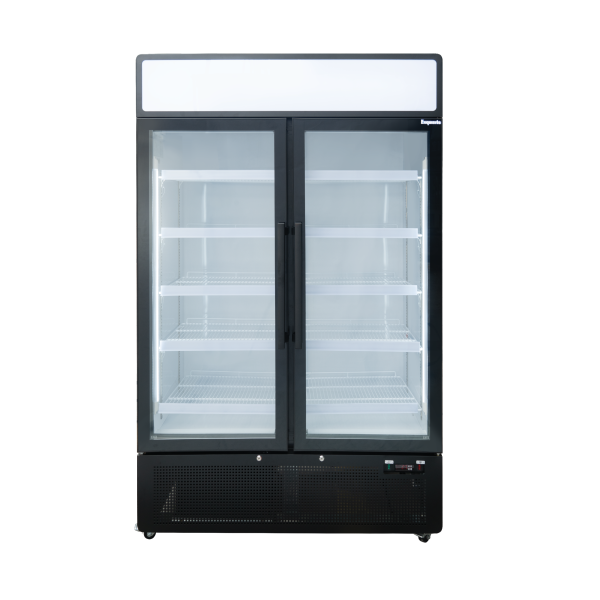 Exquisite DC880PB Black Two‑Door Display Fridge – 850 L Upright Cooler