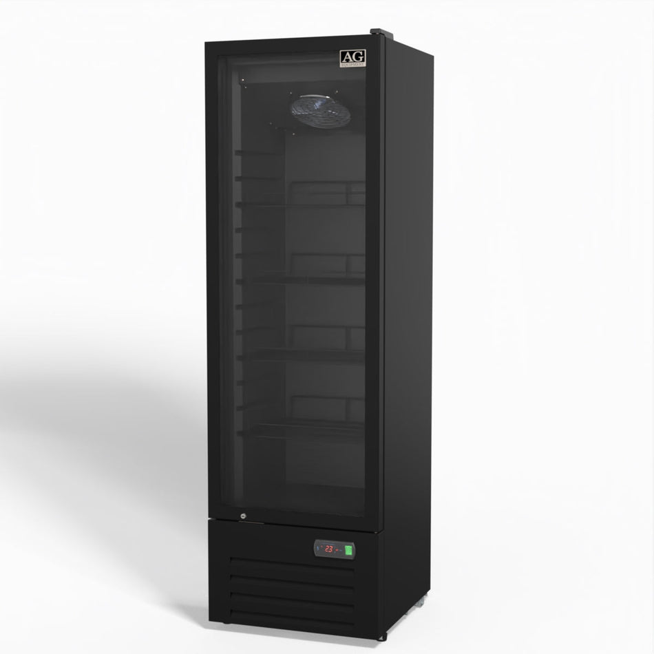 Black 274L Upright Glass Door Display/Drinks Fridge - DF274B