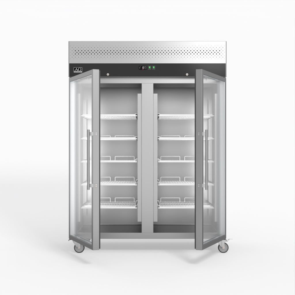 1300 Litre Upright Double Glass Door Display Fridge - GNX1400TNG