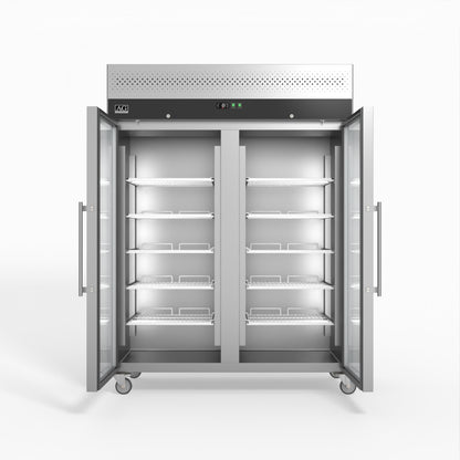 1300 Litre Upright Double Glass Door Display Fridge - GNX1400TNG