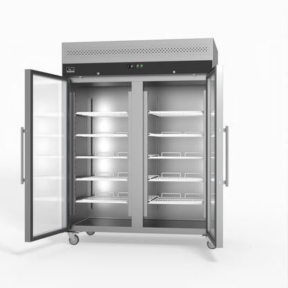 1300 Litre Upright Double Glass Door Display Fridge - GNX1400TNG