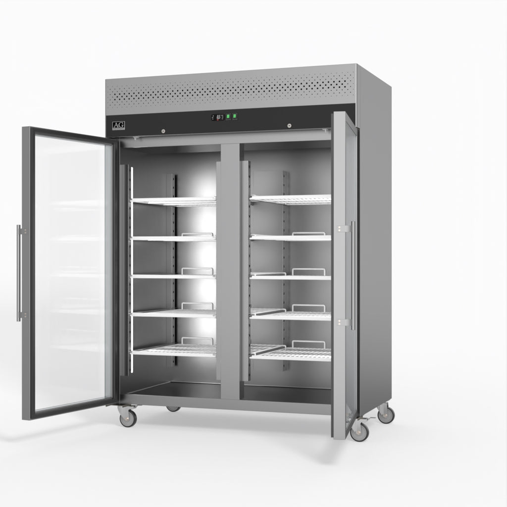 1300 Litre Upright Double Glass Door Display Fridge - GNX1400TNG