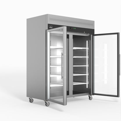 1300 Litre Upright Double Glass Door Display Fridge - GNX1400TNG