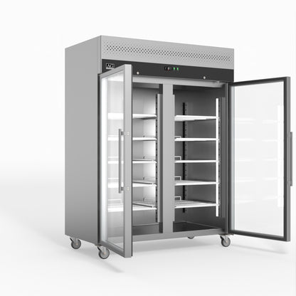 1300 Litre Upright Double Glass Door Display Fridge - GNX1400TNG