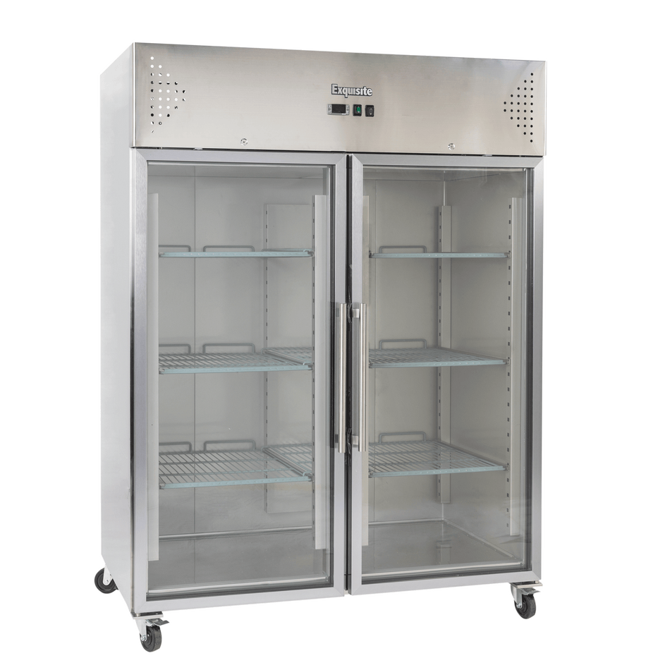 Exquisite GSC1410G Two Glass Doors Upright Storage Fridge 1476 Litre