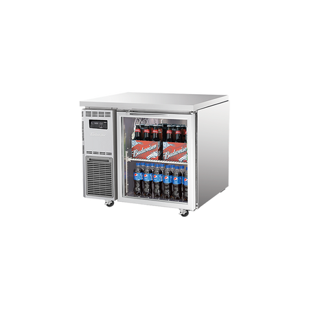 Front view of Turbo Air KGR9-1-N undercounter glass door fridge

