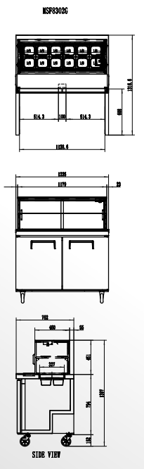 Atosa 2 Door Sandwich Bar w/ Glass Canopy 1225mm MSF8302G