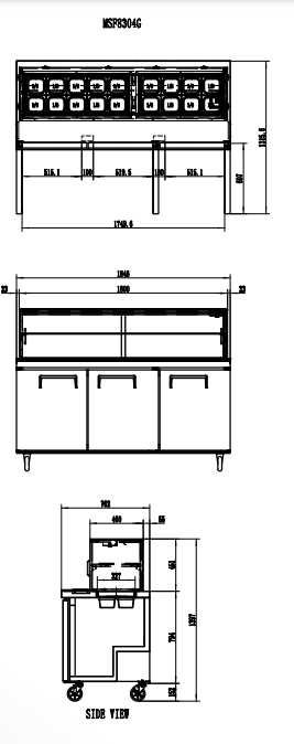 Atosa 2 Door Sandwich Bar w/ Glass Canopy 1846mm MSF8304G