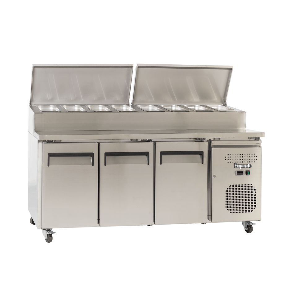 Exquisite MTC363H Three Door Stainless Steel Top Food Preparation Fridge (Excluding Pans)