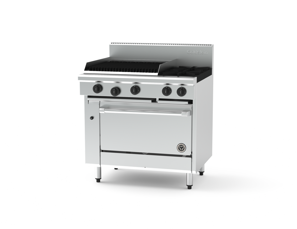 Goldstein PF24Q228E-X 2 Burner Cooktop + 610mm Chargrill & Electric Static Oven