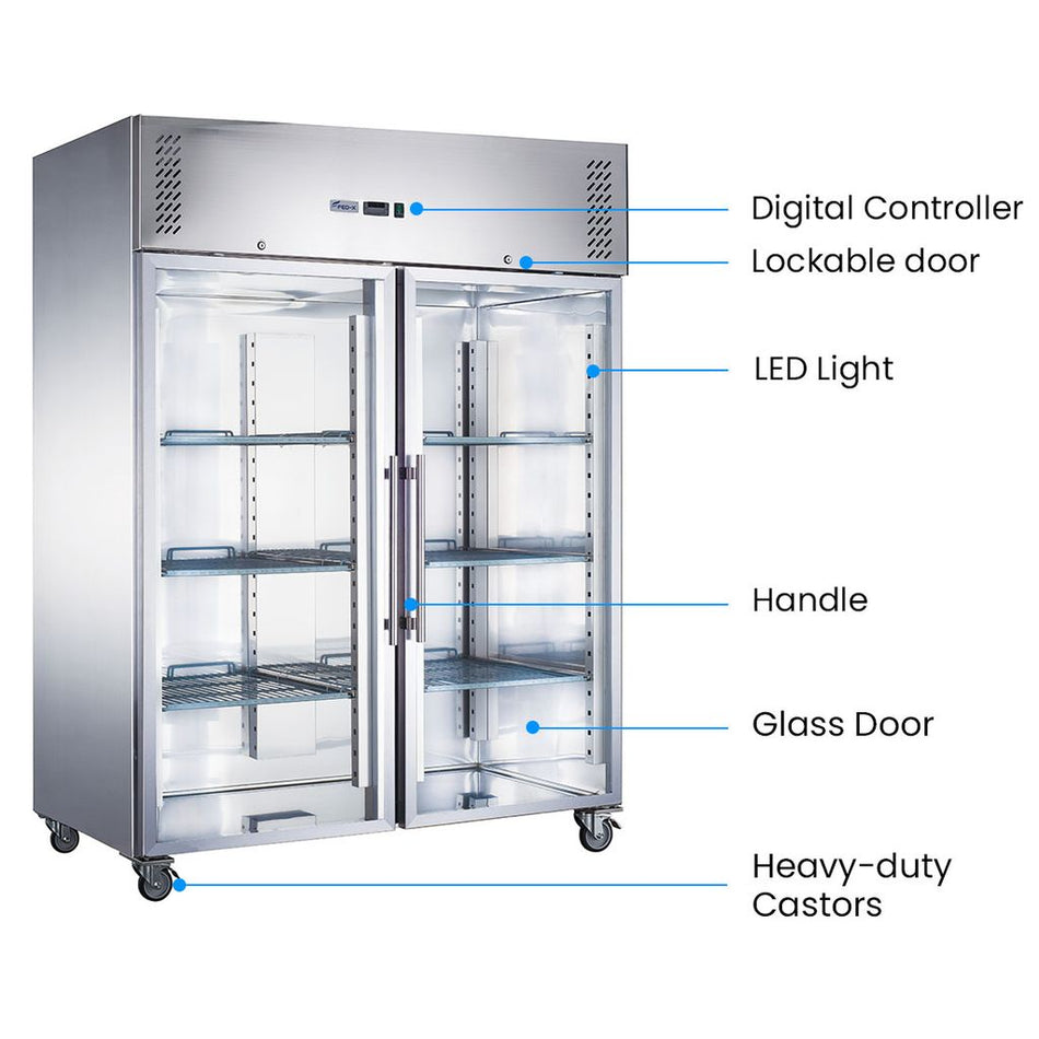 FED-X 1236L Double Glass Door Upright Freezer – XURF1200G2V