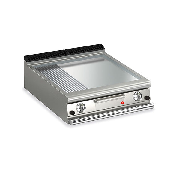 Baron 2 Burner Gas Fry Top With 2/3 Smooth 1/3 Ribbed Chrome Plate Q70FTT/G825