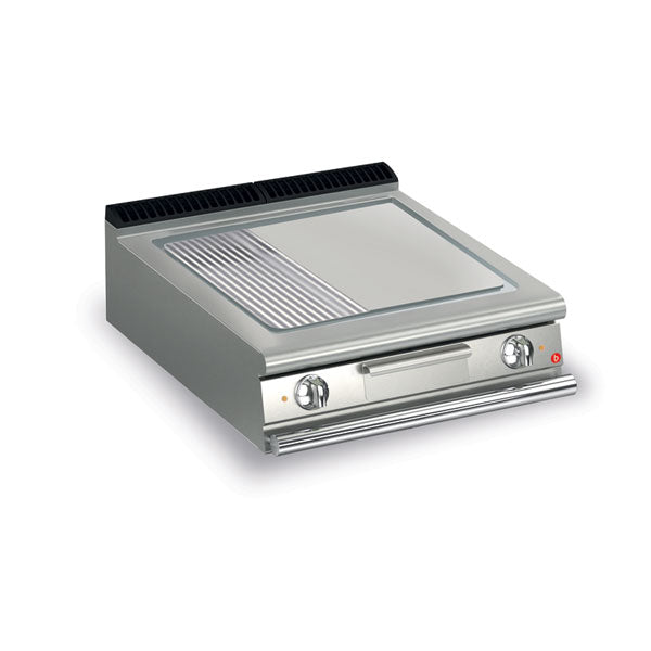 Baron 2 Burner Electric Fry Top With 2/3 Smooth 1/3 Ribbed Chrome Plate Q70SFT/E825