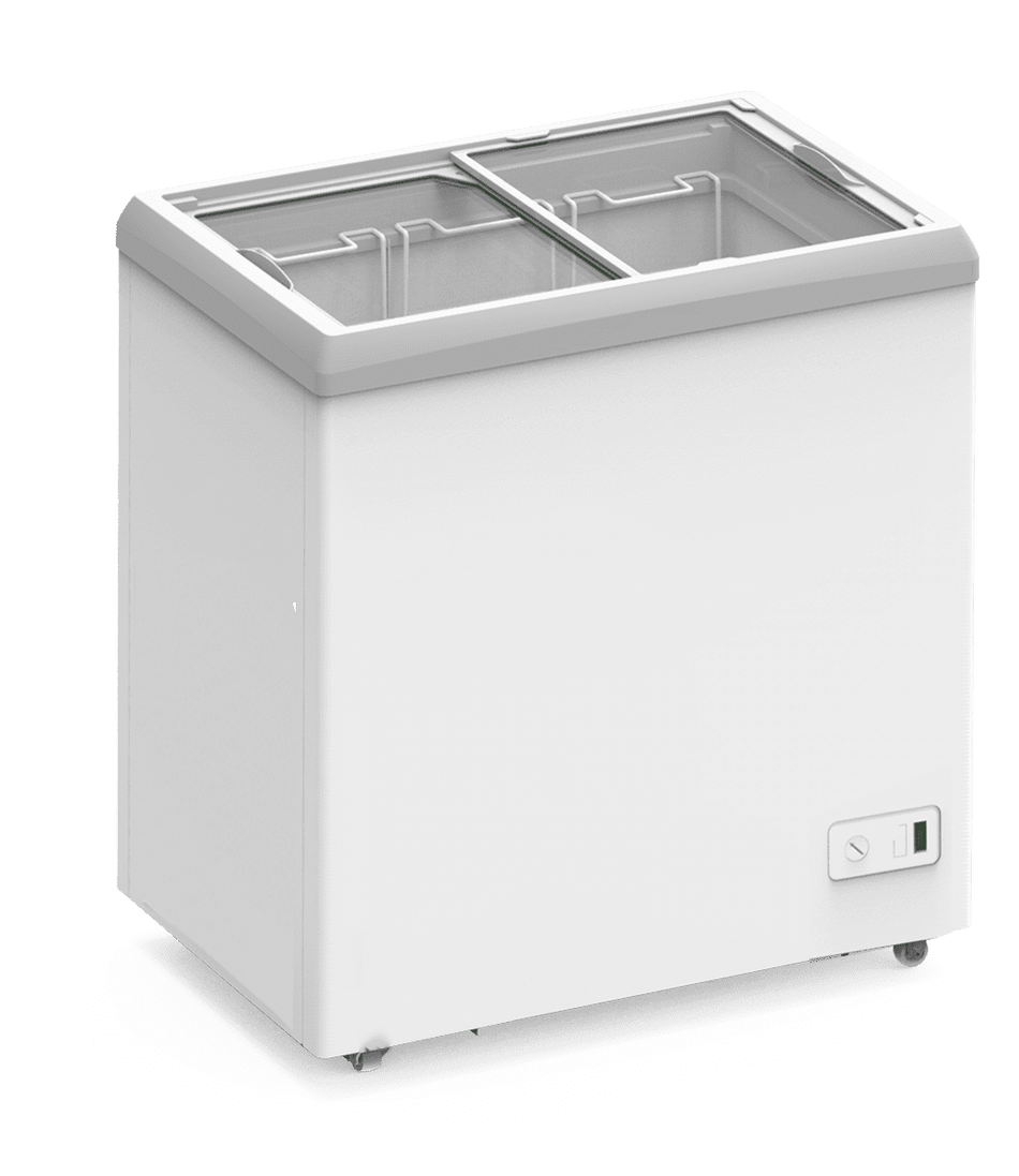 Exquisite SD117 Flat Glass Display Chest Freezer with 3 Baskets