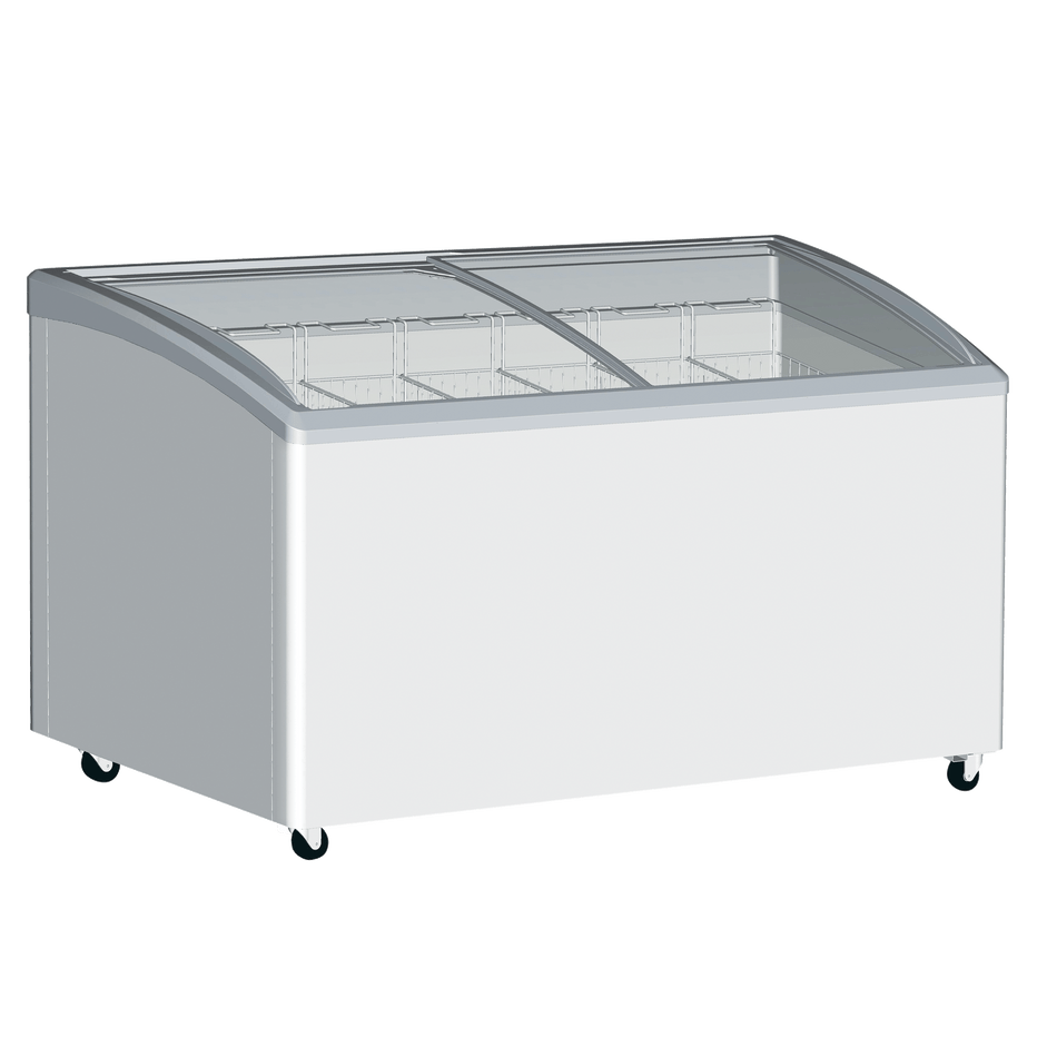 Exquisite SD575K Curved Glass Display Chest Freezer with 7 Baskets
