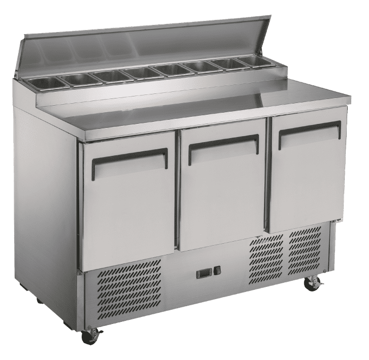 Exquisite STC380 Three Door Stainless Steel Top Food Preparation Fridge