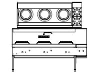 Goldstein CWA3B2 3 Hole Wok with 2 Side Burners