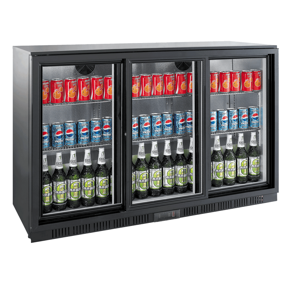 Exquisite UBC330S Three Sliding Doors Backbar Display Fridge 900mm Height