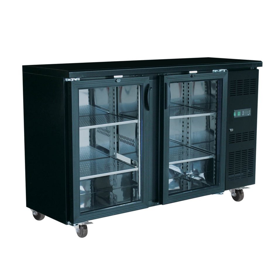 Exquisite UBC380 Two Glass Doors Underbench Storage Fridge 380 Litre