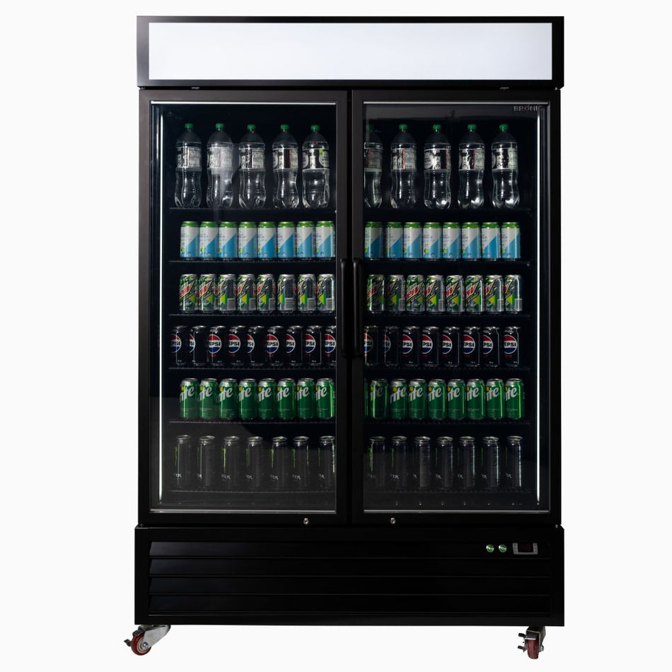 Bromic 1266L Upright Display Fridge – 2 Glass Doors with LED Lightbox