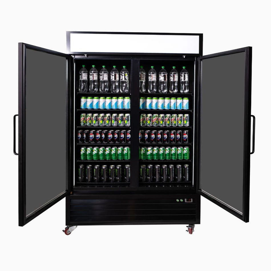 Bromic 1266L Upright Display Fridge – 2 Glass Doors with LED Lightbox